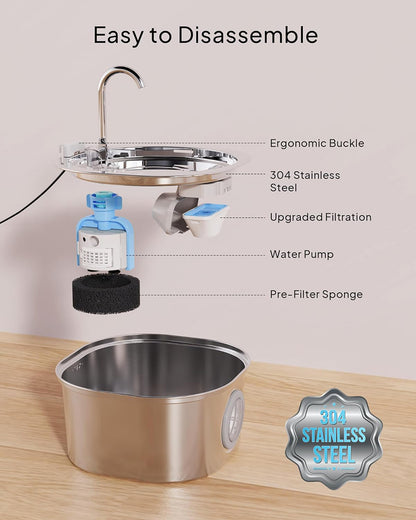 🐾 PawMaxi™ PureFlow 3.2L Stainless Steel Cat Fountain